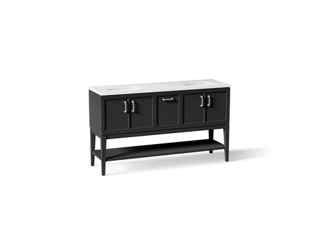 Winnow® 60" bathroom vanity cabinet with sinks and quartz top