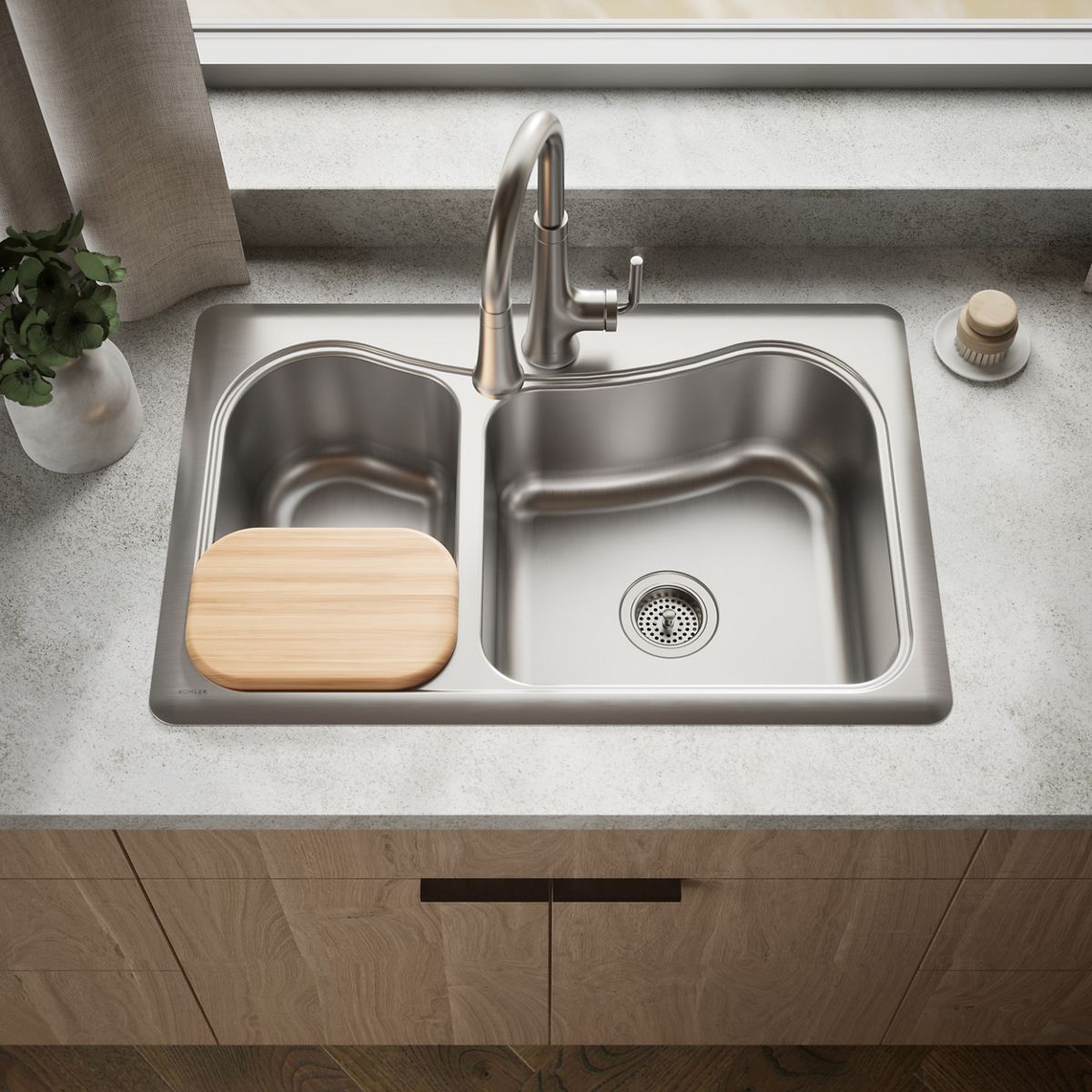 Staccato™ 33" top-mount double-bowl kitchen sink