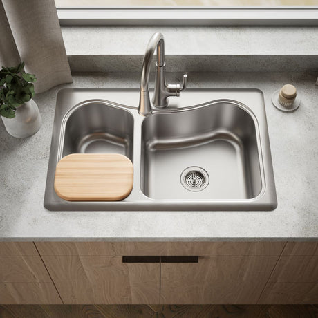 Staccato™ 33" top-mount double-bowl kitchen sink