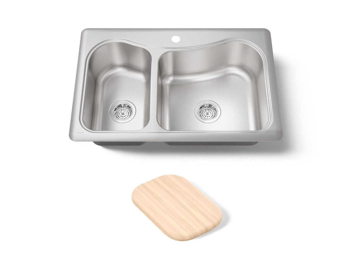 Staccato™ 33" top-mount double-bowl kitchen sink