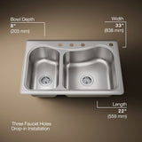 Staccato™ 33" top-mount double-bowl kitchen sink