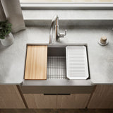Strive® 29-1/2" undermount single-bowl farmhouse workstation kitchen sink