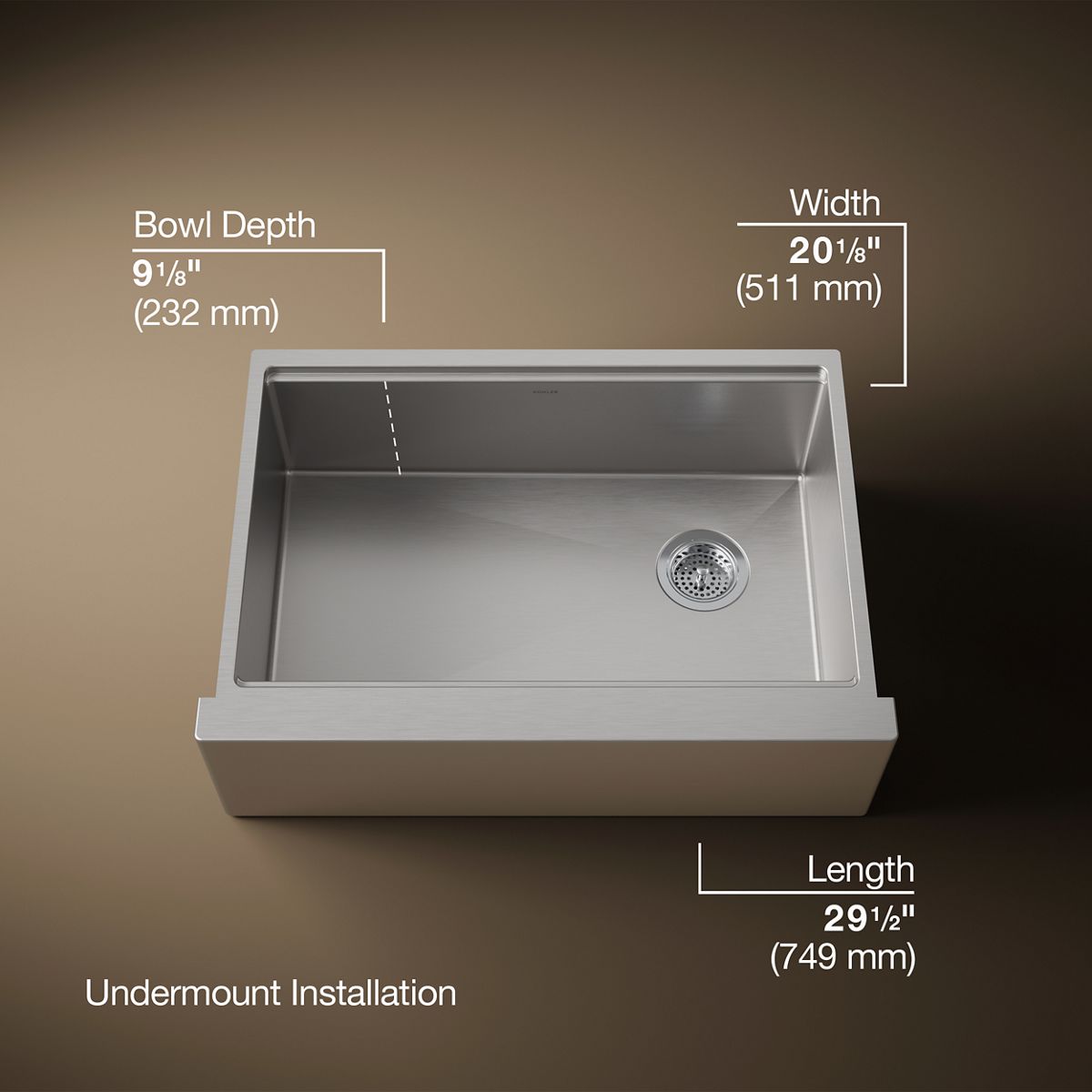 Strive® 29-1/2" undermount single-bowl farmhouse workstation kitchen sink