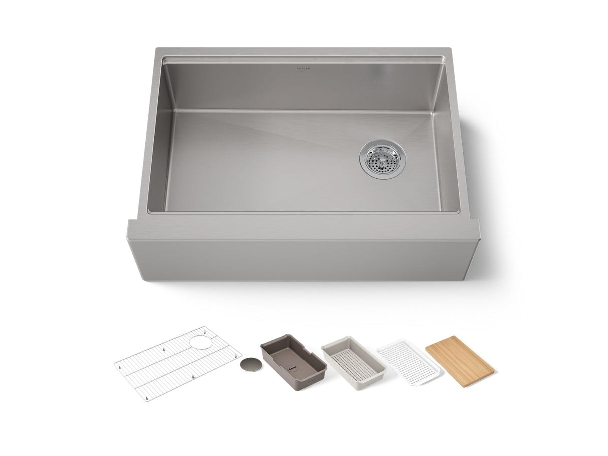 Strive® 29-1/2" undermount single-bowl farmhouse workstation kitchen sink
