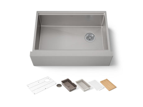 Strive® 29-1/2" undermount single-bowl farmhouse workstation kitchen sink