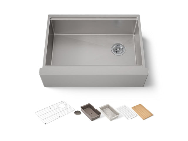 Strive® 29-1/2" undermount single-bowl farmhouse workstation kitchen sink