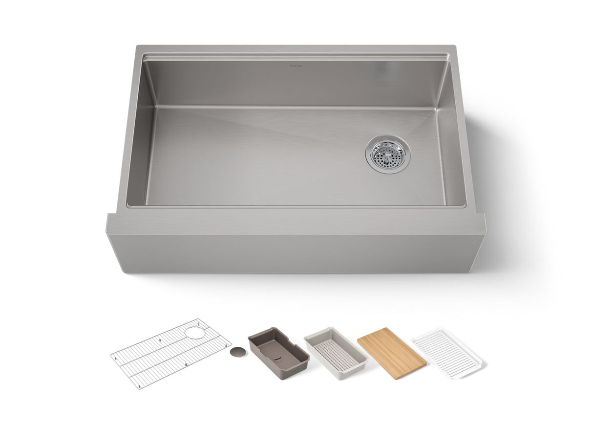 Strive® 32-1/2" undermount single-bowl farmhouse workstation kitchen sink