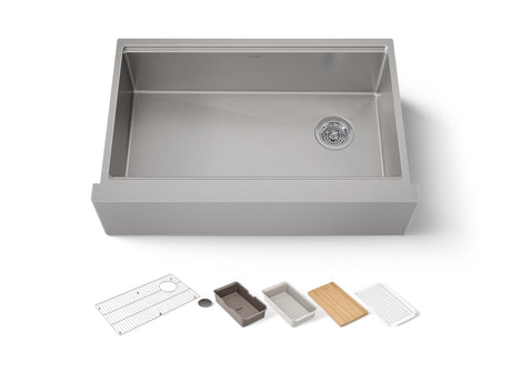 Strive® 32-1/2" undermount single-bowl farmhouse workstation kitchen sink