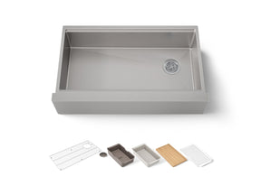 Strive® 35-1/2" undermount single-bowl farmhouse workstation kitchen sink