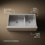 Strive® Smart Divide® 35-1/2” undermount double-bowl farmhouse workstation kitchen sink