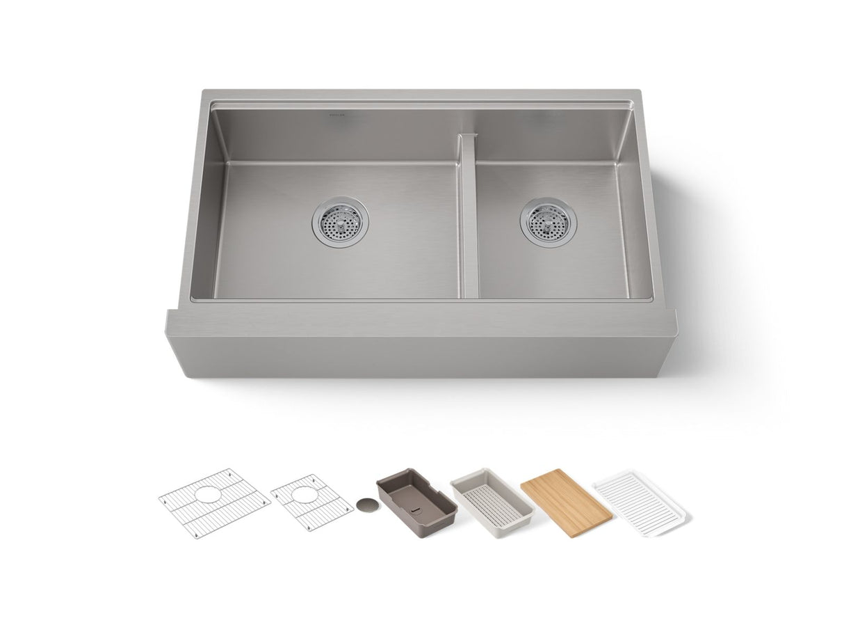 Strive® Smart Divide® 35-1/2” undermount double-bowl farmhouse workstation kitchen sink