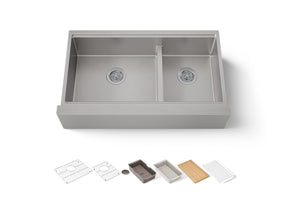Strive® Smart Divide® 35-1/2” undermount double-bowl farmhouse workstation kitchen sink