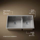 Strive® Smart Divide® 32" undermount double-bowl workstation kitchen sink