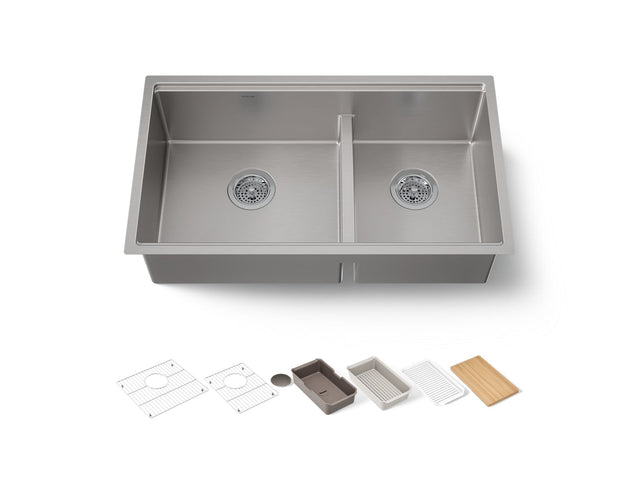 Strive® Smart Divide® 32" undermount double-bowl workstation kitchen sink
