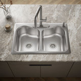 Staccato™ 33" top-mount double-bowl kitchen sink