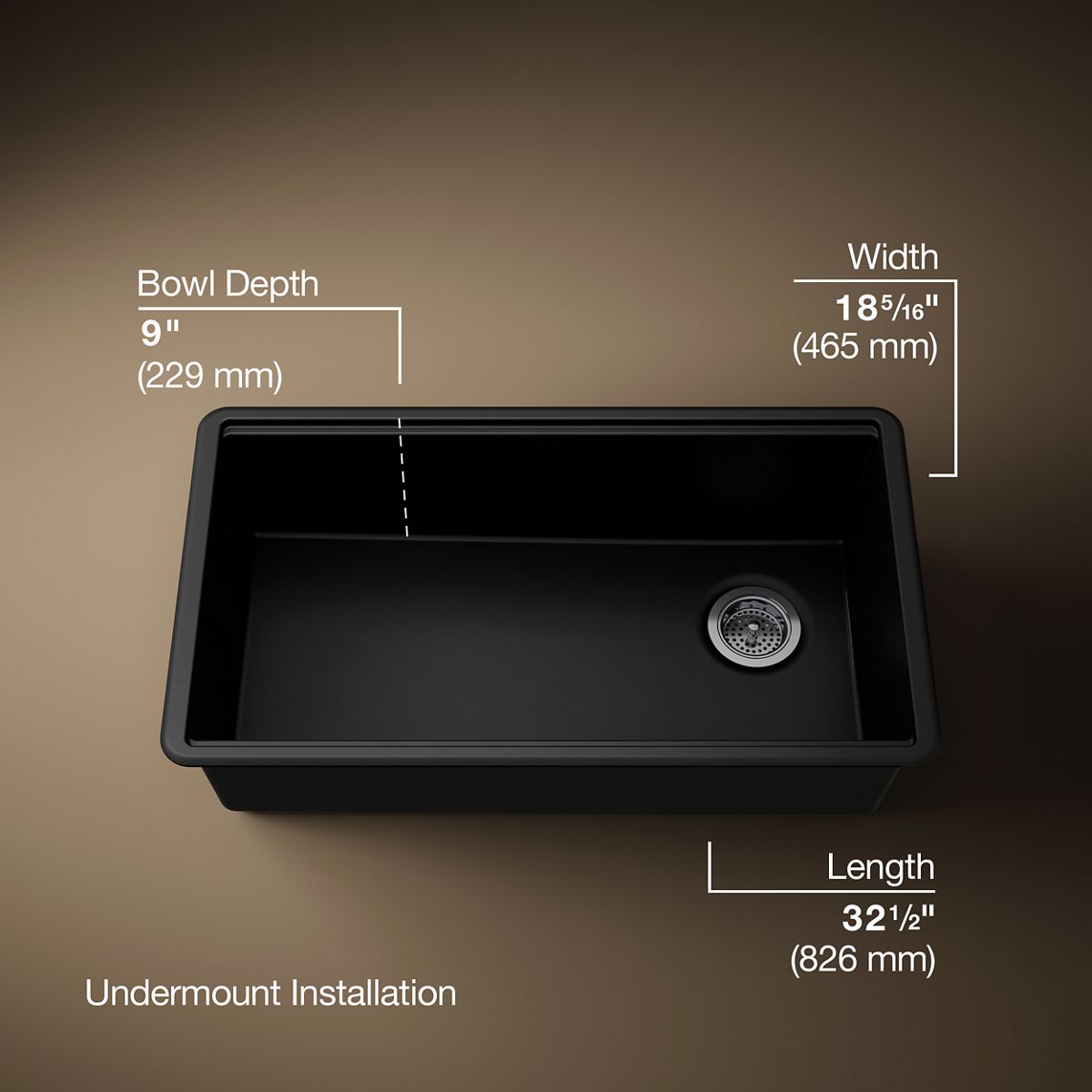 Billings® 32-1/2" undermount single-bowl kitchen sink