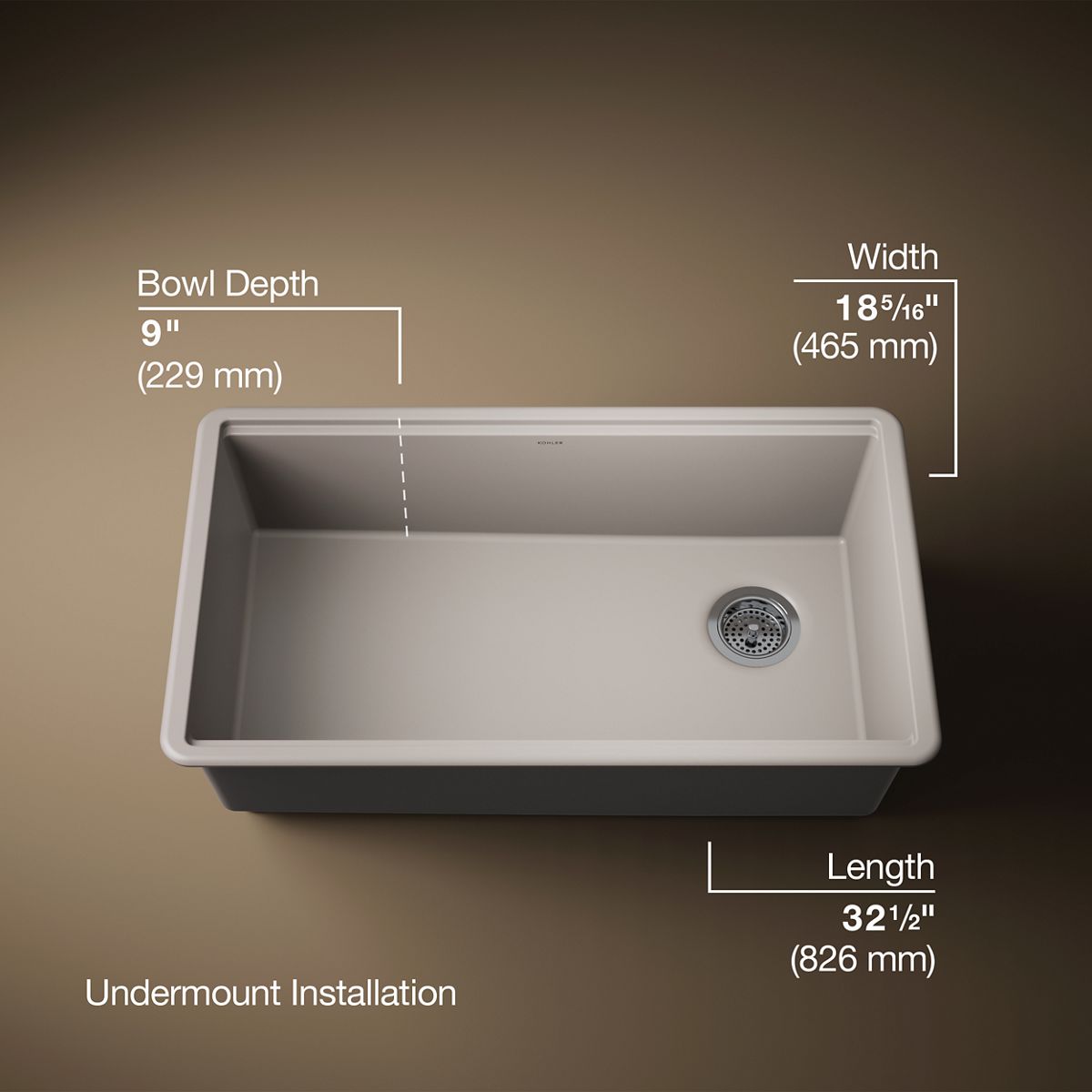 Billings® 32-1/2" undermount single-bowl kitchen sink