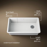 Billings® 32-1/2" undermount single-bowl kitchen sink