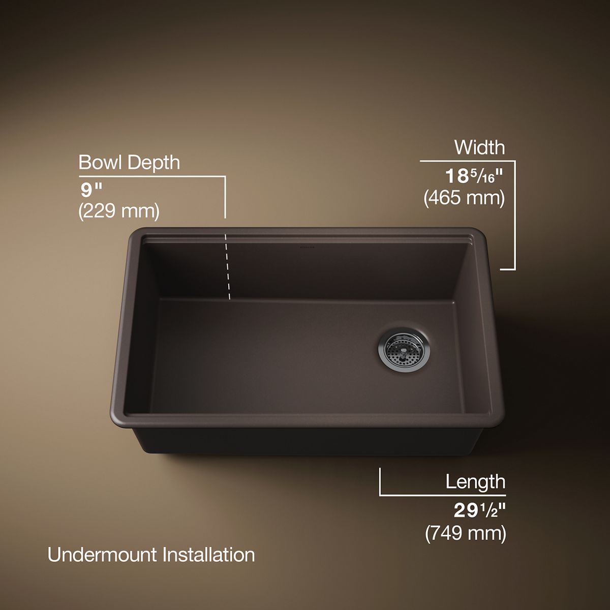 Billings® 29-1/2" undermount single-bowl kitchen sink