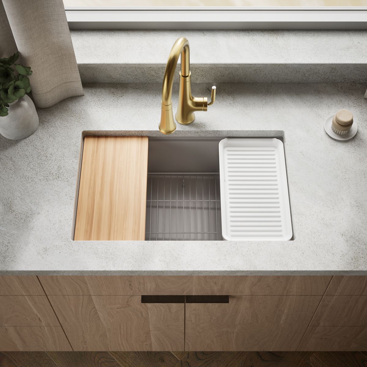 Billings® 29-1/2" undermount single-bowl workstation kitchen sink