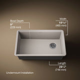 Billings® 29-1/2" undermount single-bowl workstation kitchen sink