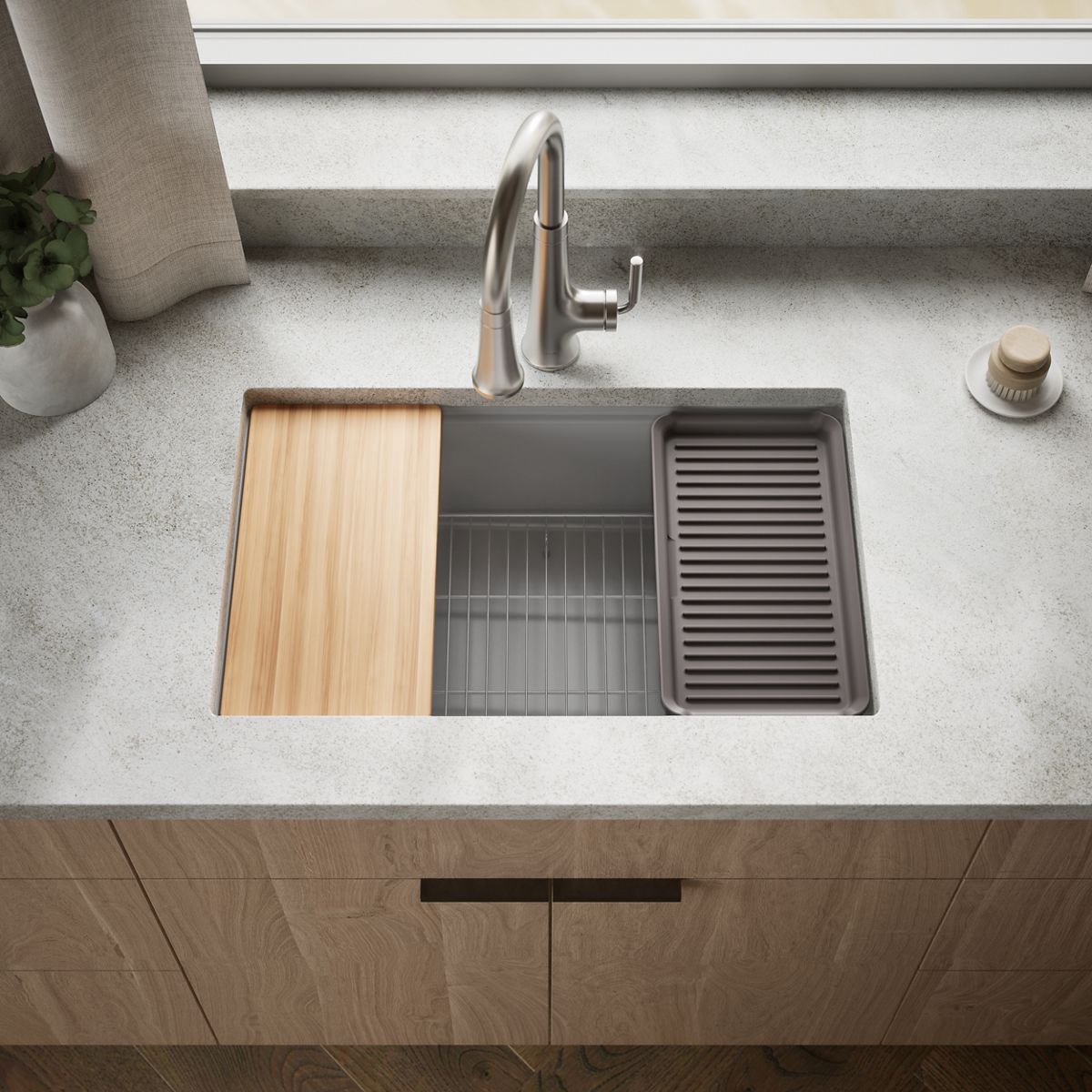 Billings® 29-1/2" undermount single-bowl workstation kitchen sink