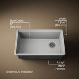 Billings® 29-1/2" undermount single-bowl workstation kitchen sink