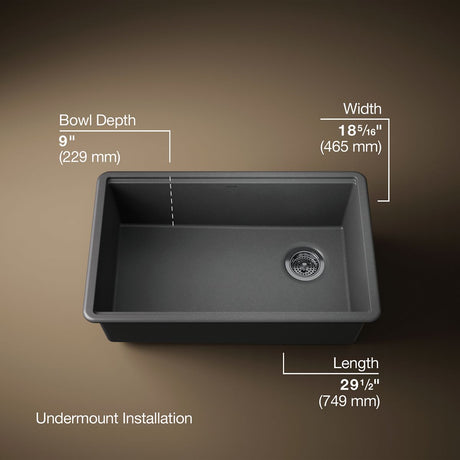 Billings® 29-1/2" undermount single-bowl workstation kitchen sink