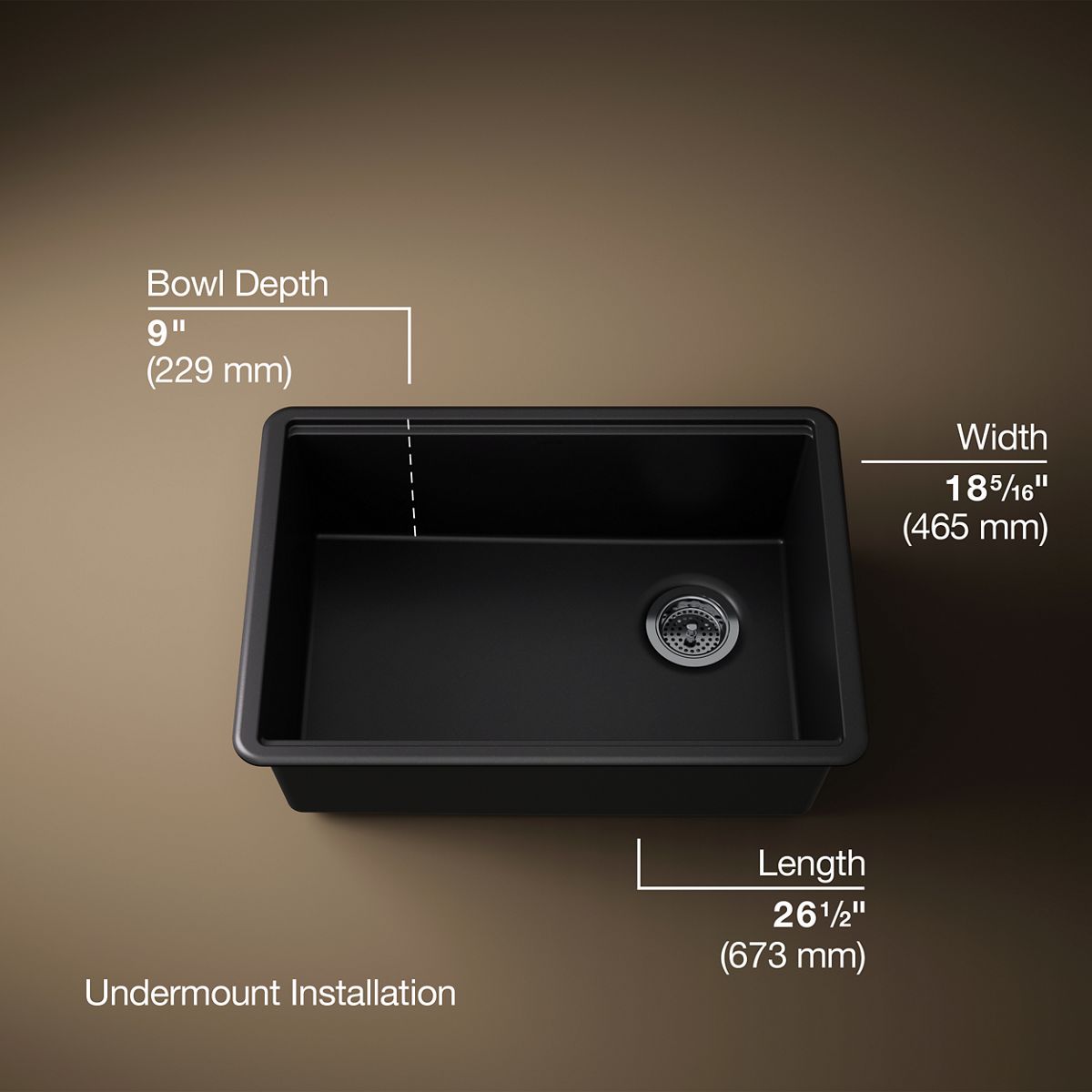 Billings® 26-1/2" undermount single-bowl kitchen sink