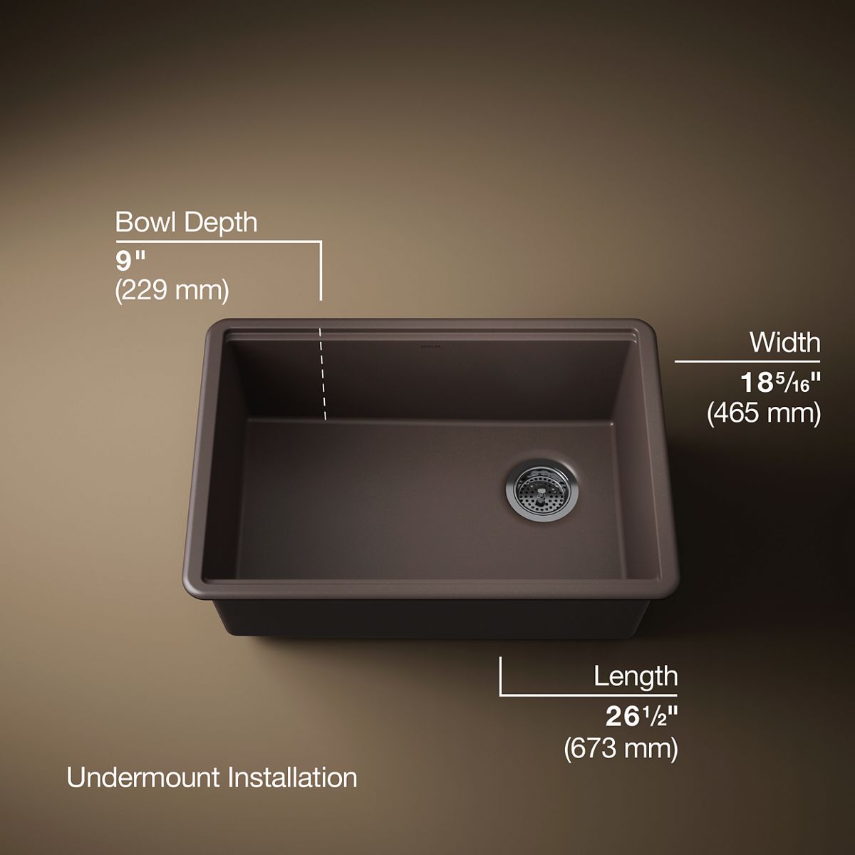 Billings® 26-1/2" undermount single-bowl kitchen sink