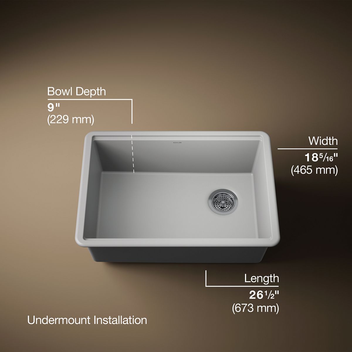 Billings® 26-1/2" undermount single-bowl kitchen sink