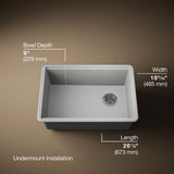 Billings® 26-1/2" undermount single-bowl kitchen sink