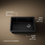 Billings® 26-1/2" undermount single-bowl workstation kitchen sink