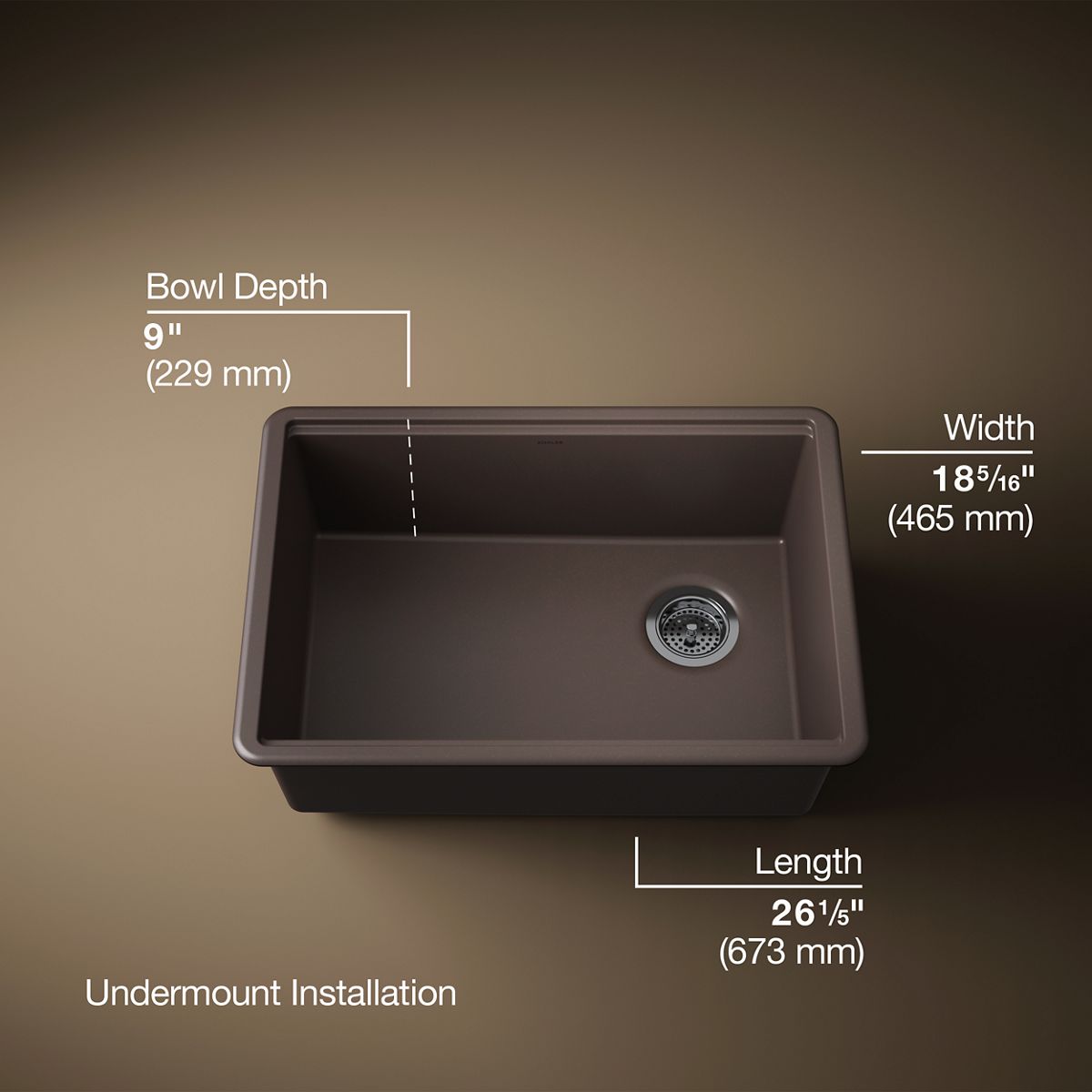 Billings® 26-1/2" undermount single-bowl workstation kitchen sink