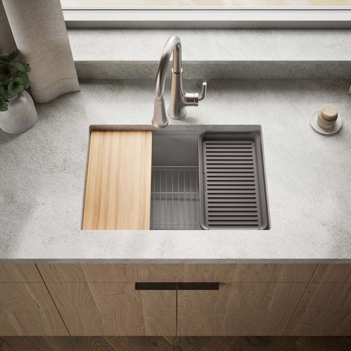 Billings® 26-1/2" undermount single-bowl workstation kitchen sink