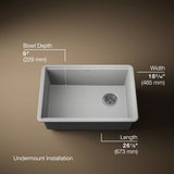 Billings® 26-1/2" undermount single-bowl workstation kitchen sink