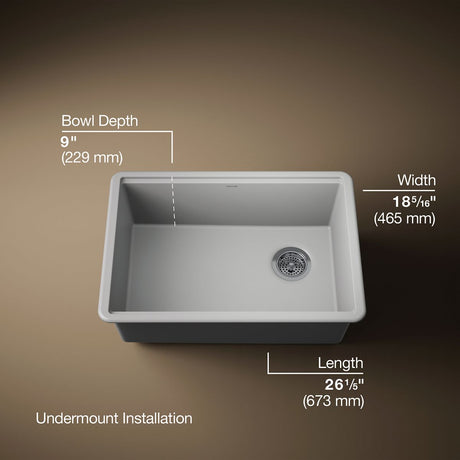 Billings® 26-1/2" undermount single-bowl workstation kitchen sink
