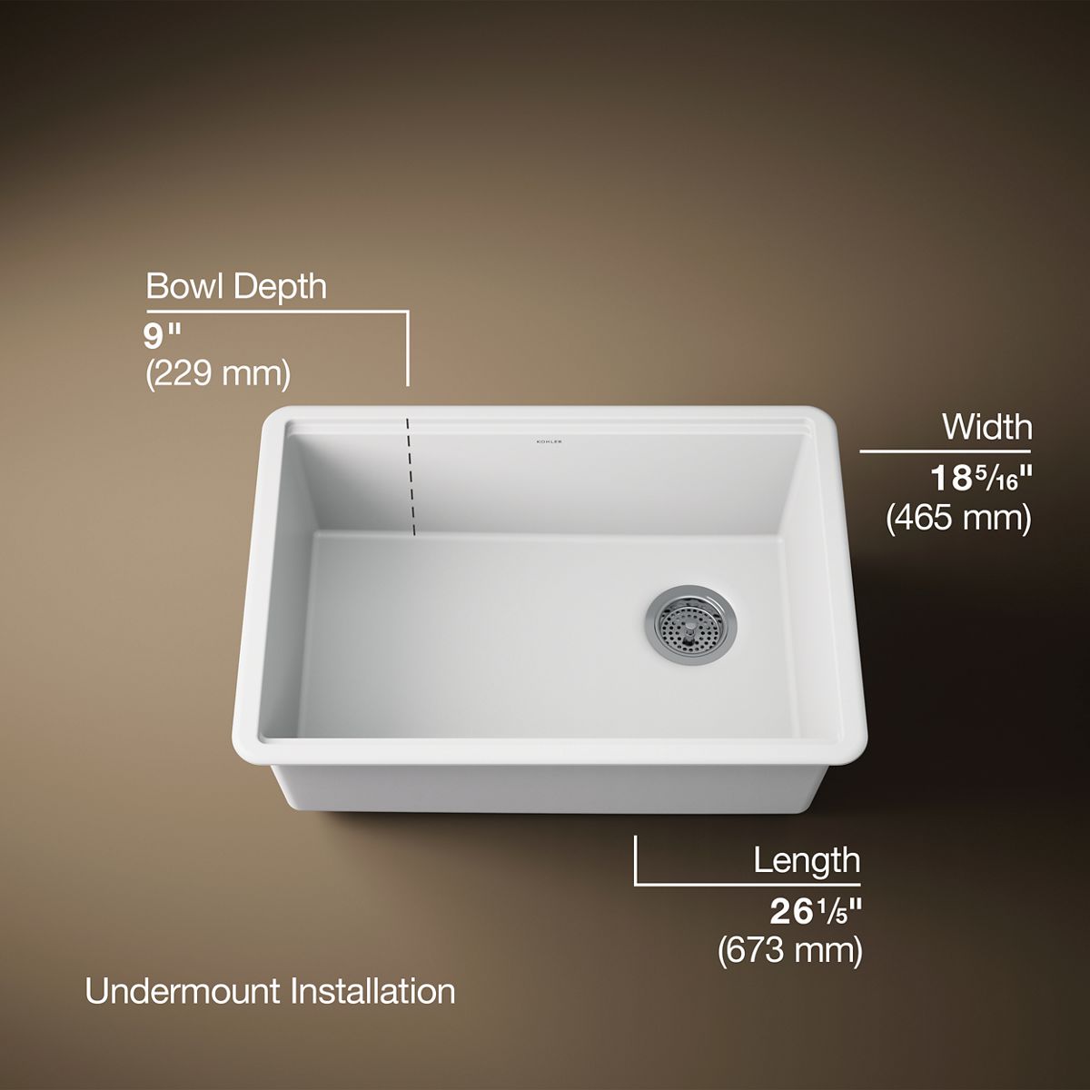 Billings® 26-1/2" undermount single-bowl workstation kitchen sink