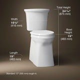Corbelle® Tall two-piece elongated toilet with skirted trapway, 1.28 gpf
