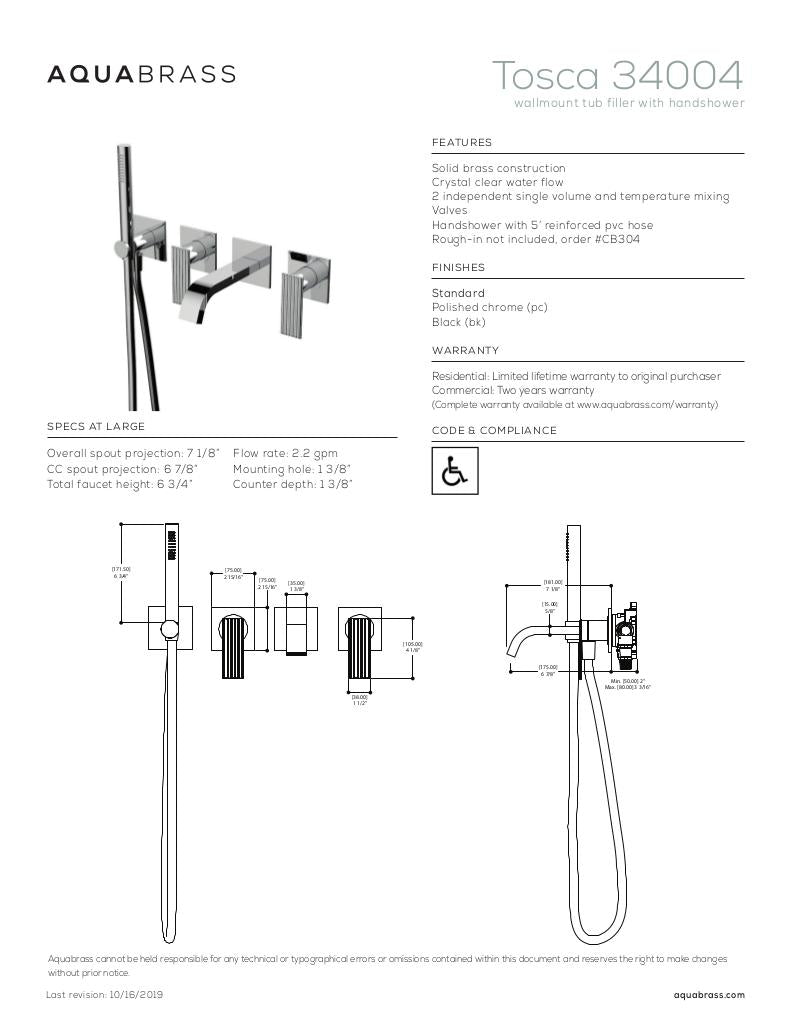 Wallmount tub filler with handshower