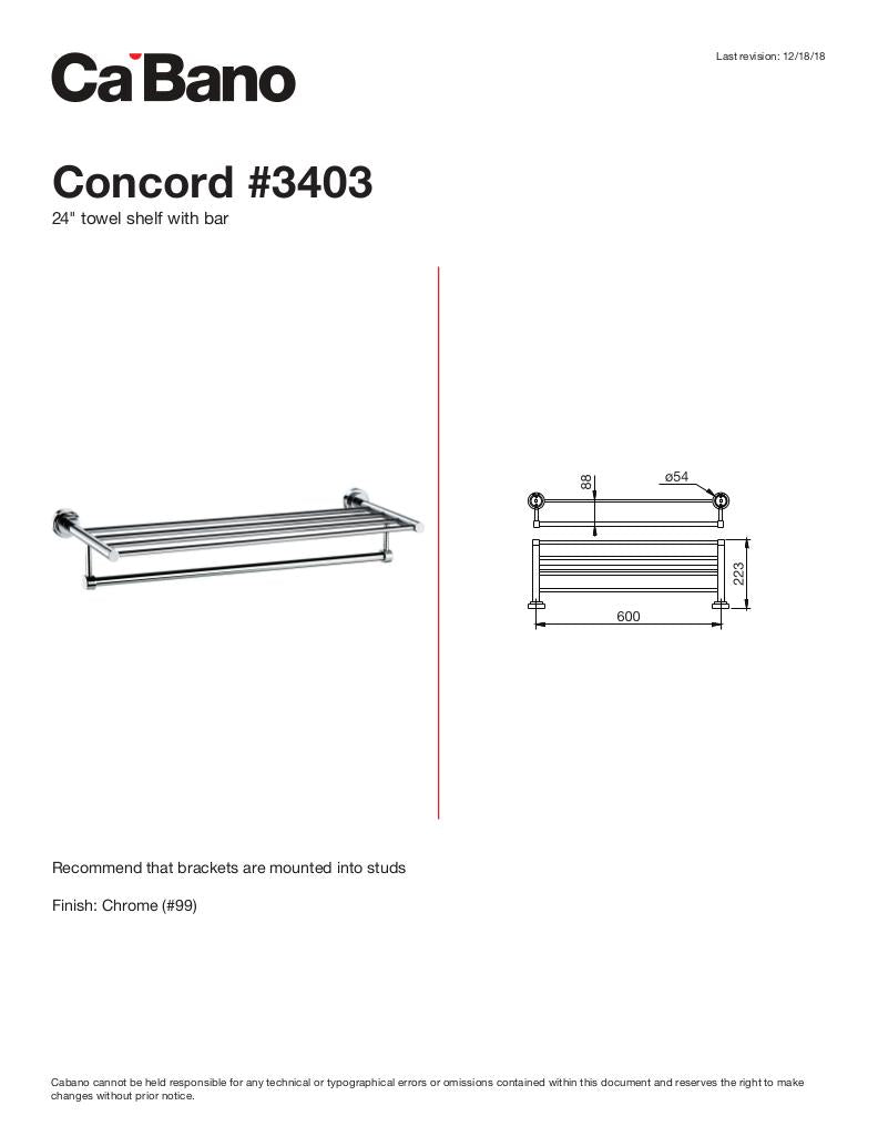 24" towel shelf with bar