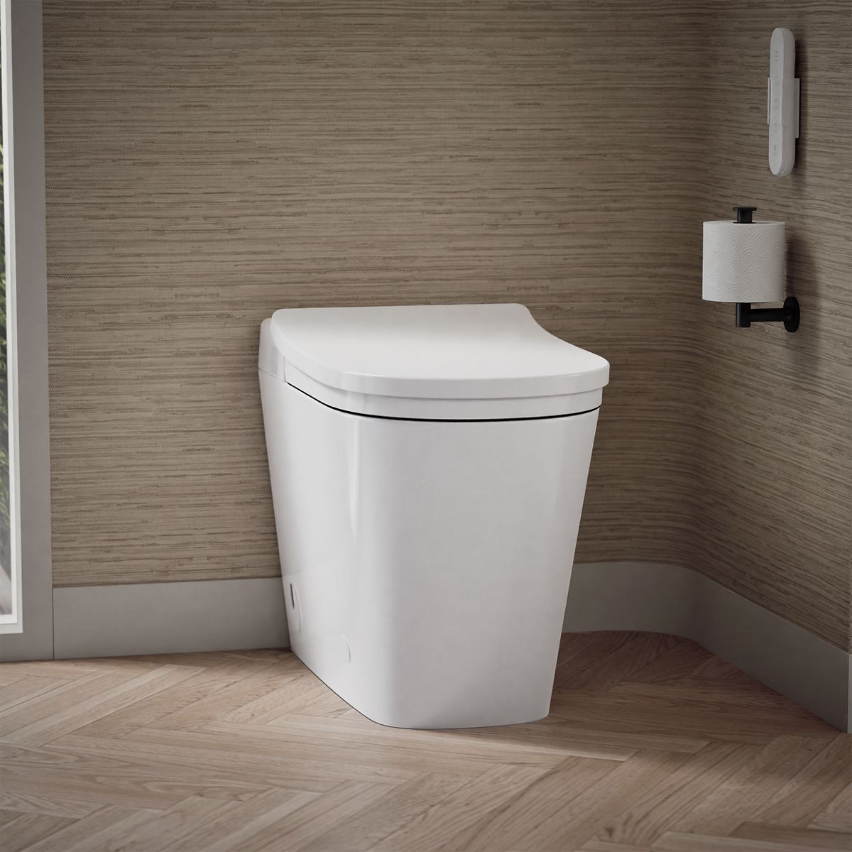 Leap™ One-piece elongated smart toilet with front bidet wand technology, dual-flush