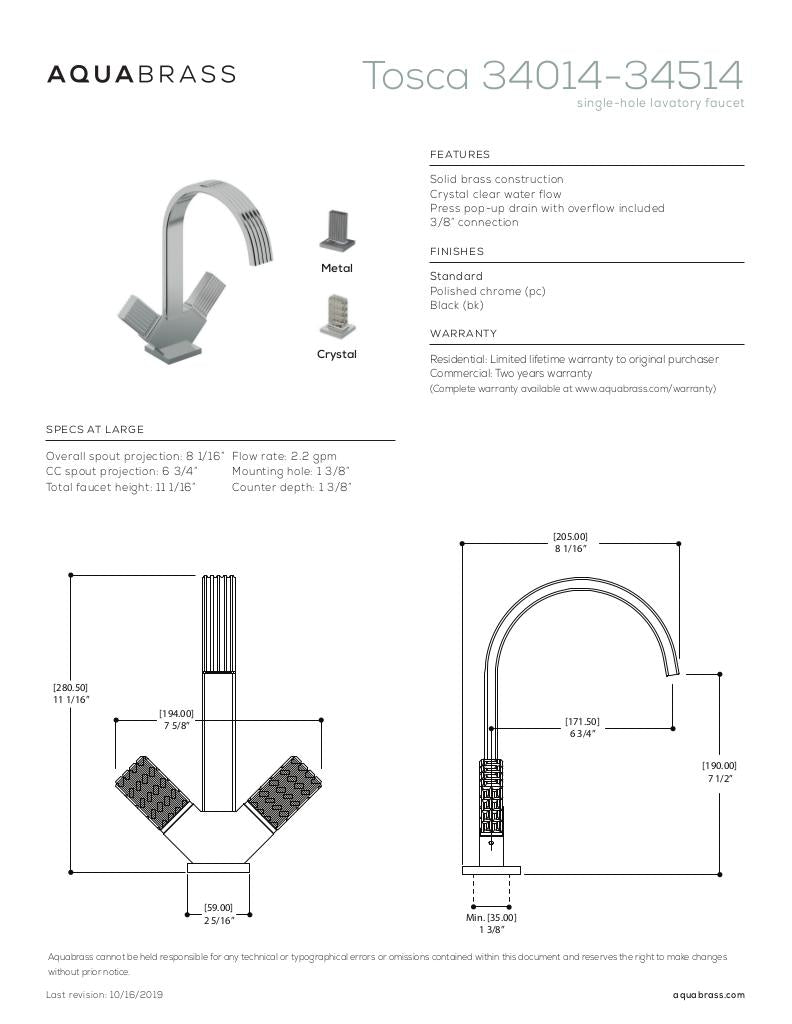 Single-hole lavatory faucet with two crystal handles