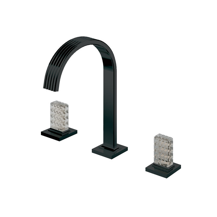 Widespread lavatory faucet with crystal handles
