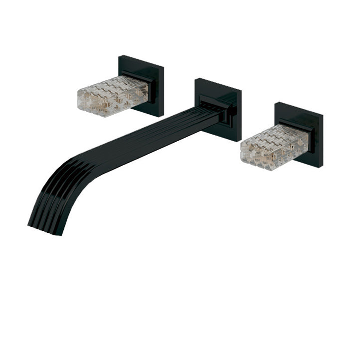 Wallmount 8" c.c. lavatory faucet with crystal handles