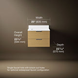 Maxstow® 24" wall-hung bathroom vanity cabinet with sink and quartz top