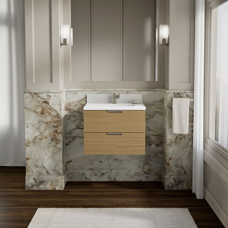 Maxstow® 24" wall-hung bathroom vanity cabinet with sink and quartz top