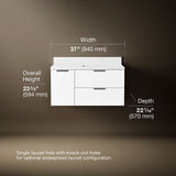 Maxstow® 36" wall-hung bathroom vanity cabinet with sink and quartz top