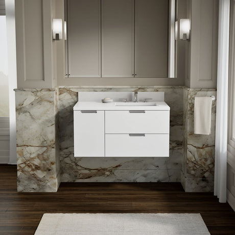 Maxstow® 36" wall-hung bathroom vanity cabinet with sink and quartz top