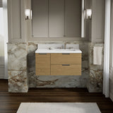 Maxstow® 36" wall-hung bathroom vanity cabinet with sink and quartz top